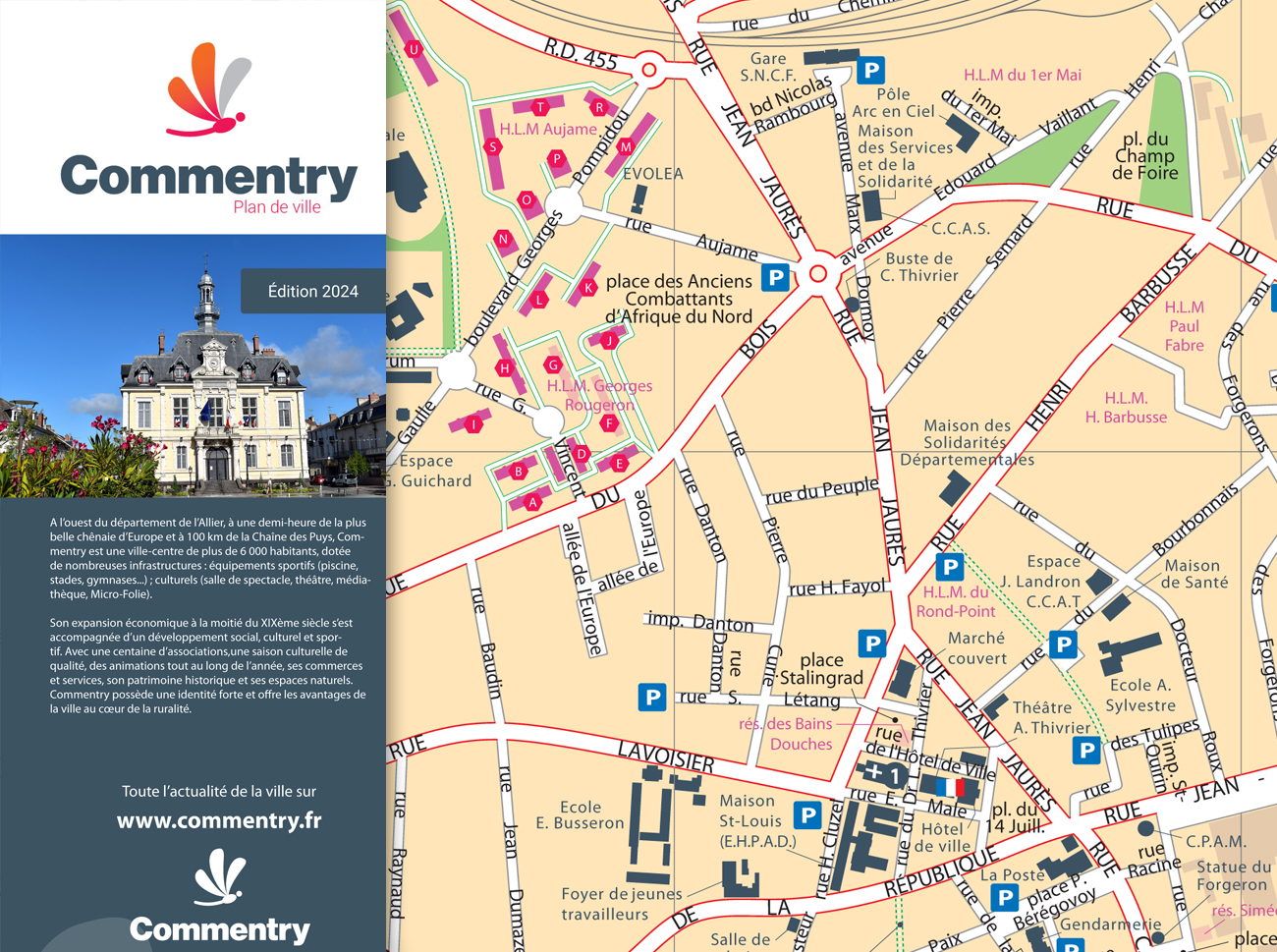 Plan de la commune de Commentry